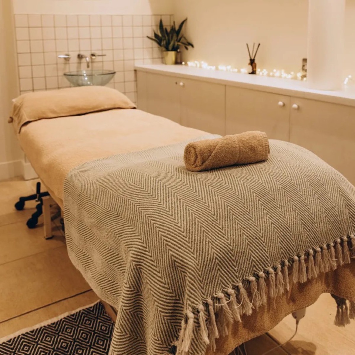 A treatment room at 50 Hill Rise, made up and ready