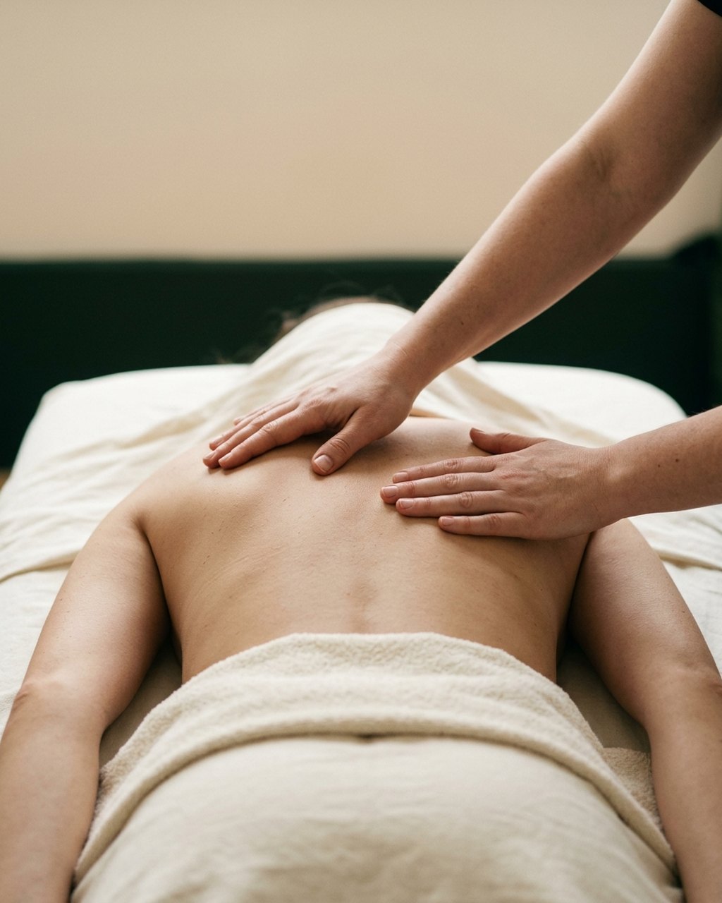 Back and shoulder massage in a quiet room